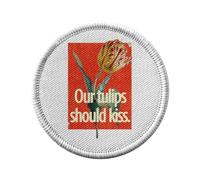 Ecusson Thermocollant Vetement Rond 7cm - Our Tulips Should Kiss Humour Zoomers Collage Botanique Nature Fleurs Vintage Jeux de Mot - Patch a Repasser pour Reparation ou Customisation T-shirt Sac