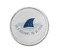 Ecusson Thermocollant Vetement Rond 7cm - Pas d'ailerons, pas de futur Écologie Mer Requin - Patch a Repasser pour Reparation ou Customisation T-shirt Sac Jeans Imprime en France