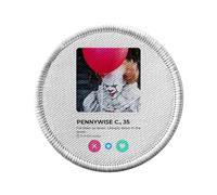 Ecusson Thermocollant Vetement Rond 7cm - Pennywise Social Network Horror It Clown Dating Love - Patch a Repasser pour Reparation ou Customisation T-shirt Sac Jeans Imprime en France