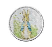 Ecusson Thermocollant Vetement Rond 7cm - Petter Rabbit Dans Son Jardin Pierre Lapin Illustration Enfant Beatrice Potter - Patch a Repasser pour Reparation ou Customisation T-shirt Sac Jeans Imprime
