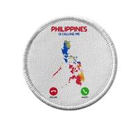 Ecusson Thermocollant Vetement Rond 7cm - Philippines Is Calling Me Map Asia Island - Patch a Repasser pour Reparation ou Customisation T-shirt Sac Jeans Imprime en France