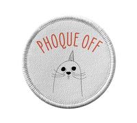 Ecusson Thermocollant Vetement Rond 7cm - Phoque Off Jeu de Mot Humour Animaux - Patch a Repasser pour Reparation ou Customisation T-shirt Sac Jeans Imprime en France