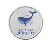 Ecusson Thermocollant Vetement Rond 7cm - Protectrice de Baleine Mer Ocean Ecologie - Patch a Repasser pour Reparation ou Customisation T-shirt Sac Jeans Imprime en France