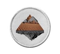 Ecusson Thermocollant Vetement Rond 7cm - Pyramide Désert Grand Canyon Collage Art Surréalisme - Patch a Repasser pour Reparation ou Customisation T-shirt Sac Jeans Imprime en France
