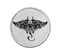 Ecusson Thermocollant Vetement Rond 7cm - Raie Manta Maori Tatouage Nouvelle-Zelande Art - Patch a Repasser pour Reparation ou Customisation T-shirt Sac Jeans Imprime en France