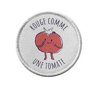 Ecusson Thermocollant Vetement Rond 7cm - Rouge comme une Tomate Expression Potager - Patch a Repasser pour Reparation ou Customisation T-shirt Sac Jeans Imprime en France
