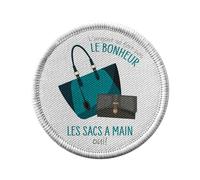 Ecusson Thermocollant Vetement Rond 7cm - Sac à Main - L'argent ne Fait Pas le Bonheur Mode Patch a Repasser pour Reparation ou Customisation T-shirt Sac Jeans Imprime en France