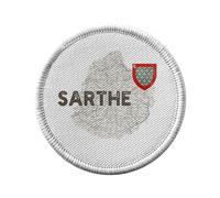 Ecusson Thermocollant Vetement Rond 7cm - Sarthe 72 Département Le Mans Carte Ancienne - Patch a Repasser pour Reparation ou Customisation T-shirt Sac Jeans Imprime en France