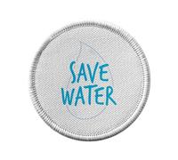 Ecusson Thermocollant Vetement Rond 7cm - Save water Écologie Environnement Bio Diversité - Patch a Repasser pour Reparation ou Customisation T-shirt Sac Jeans Imprime en France
