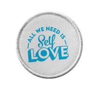 Ecusson Thermocollant Vetement Rond 7cm - Self Love Typographie Message Santé Mentale Good Vibes - Patch a Repasser pour Reparation ou Customisation T-shirt Sac Jeans Imprime en France