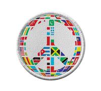 Ecusson Thermocollant Vetement Rond 7cm - Signe Paix Drapeaux du Monde Hippie Couleurs - Patch a Repasser pour Reparation ou Customisation T-shirt Sac Jeans Imprime en France