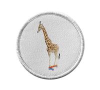 Ecusson Thermocollant Vetement Rond 7cm - Skate Girafe Collage Vintage Illustration Art Humour Parody Animal - Patch a Repasser pour Reparation ou Customisation T-shirt Sac Jeans Imprime en France