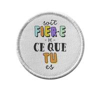 Ecusson Thermocollant Vetement Rond 7cm - Soit Fièr-e de ce que Tu Es LGBTQ+ Gay Lesbien - Patch a Repasser pour Reparation ou Customisation T-shirt Sac Jeans Imprime en France