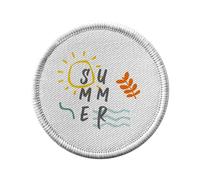 Ecusson Thermocollant Vetement Rond 7cm - Summer Eté Minimaliste Soleil Mer Plage Vacances - Patch a Repasser pour Reparation ou Customisation T-shirt Sac Jeans Imprime en France
