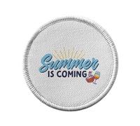 Ecusson Thermocollant Vetement Rond 7cm - Summer is Coming Vacances Eté Plage Soleil - Patch a Repasser pour Reparation ou Customisation T-shirt Sac Jeans Imprime en France