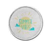 Ecusson Thermocollant Vetement Rond 7cm - Summer Vibes Soleil Eté Vacances Plage Mer - Patch a Repasser pour Reparation ou Customisation T-shirt Sac Jeans Imprime en France