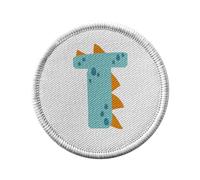 Ecusson Thermocollant Vetement Rond 7cm - T Thibault Théo Lettre Prénom Dinosaure Dessin Enfant - Patch a Repasser pour Reparation ou Customisation T-shirt Sac Jeans Imprime en France