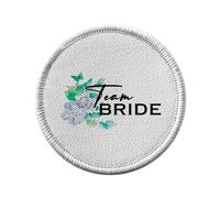 Ecusson Thermocollant Vetement Rond 7cm - Team Bride Wedding Bridal Blue Flowers - Patch a Repasser pour Reparation ou Customisation T-shirt Sac Jeans Imprime en France