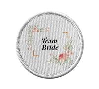 Ecusson Thermocollant Vetement Rond 7cm - Team Bride Wedding Bride Floral Frame - Patch a Repasser pour Reparation ou Customisation T-shirt Sac Jeans Imprime en France