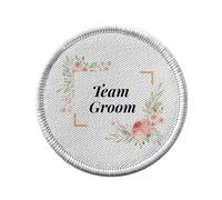 Ecusson Thermocollant Vetement Rond 7cm - Team Groom Wedding Bride Floral Setting - Patch a Repasser pour Reparation ou Customisation T-shirt Sac Jeans Imprime en France
