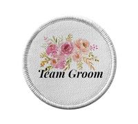 Ecusson Thermocollant Vetement Rond 7cm - Team Groom Wedding Bride Watercolor Bouquet - Patch a Repasser pour Reparation ou Customisation T-shirt Sac Jeans Imprime en France