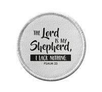 Ecusson Thermocollant Vetement Rond 7cm - The Lord Is My Shepherd Psalm Bible Verse Spiritual Religious Quote - Patch a Repasser pour Reparation ou Customisation T-shirt Sac Jeans Imprime en France