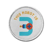 Ecusson Thermocollant Vetement Rond 7cm - This Robot is 3 Celebration Birthday Party Gift Mechanic Machine - Patch a Repasser pour Reparation ou Customisation T-shirt Sac Jeans Imprime en France