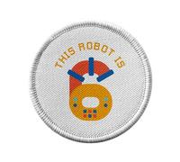 Ecusson Thermocollant Vetement Rond 7cm - This Robot is 6 Celebration Birthday Party Gift Mechanic Machine - Patch a Repasser pour Reparation ou Customisation T-shirt Sac Jeans Imprime en France