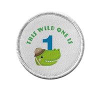 Ecusson Thermocollant Vetement Rond 7cm - This Wild One is 1 Celebration Birthday Party Gift Safari Animals - Patch a Repasser pour Reparation ou Customisation T-shirt Sac Jeans Imprime en France