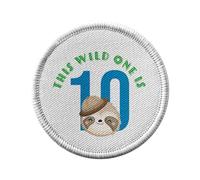 Ecusson Thermocollant Vetement Rond 7cm - This Wild One is 10 Celebration Birthday Party Gift Safari Animals - Patch a Repasser pour Reparation ou Customisation T-shirt Sac Jeans Imprime en France