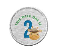 Ecusson Thermocollant Vetement Rond 7cm - This Wild One is 2 Celebration Birthday Party Gift Safari Animals - Patch a Repasser pour Reparation ou Customisation T-shirt Sac Jeans Imprime en France