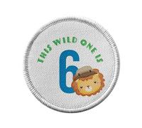 Ecusson Thermocollant Vetement Rond 7cm - This Wild One is 6 Celebration Birthday Party Gift Safari Animals - Patch a Repasser pour Reparation ou Customisation T-shirt Sac Jeans Imprime en France