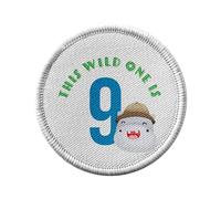 Ecusson Thermocollant Vetement Rond 7cm - This Wild One is 9 Celebration Birthday Party Gift Safari Animals - Patch a Repasser pour Reparation ou Customisation T-shirt Sac Jeans Imprime en France