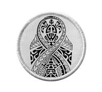 Ecusson Thermocollant Vetement Rond 7cm - Tortue Maori Tatouage Nouvelle-Zelande Art Tribale - Patch a Repasser pour Reparation ou Customisation T-shirt Sac Jeans Imprime en France