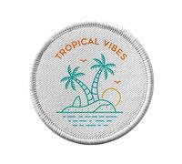Ecusson Thermocollant Vetement Rond 7cm - Tropical Vibes Illustration Minimaliste Vacances Eté Plage - Patch a Repasser pour Reparation ou Customisation T-shirt Sac Jeans Imprime en France