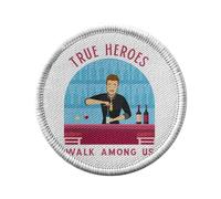 Ecusson Thermocollant Vetement Rond 7cm - True Heroes - Bartender Bar Job Patch a Repasser pour Reparation ou Customisation T-shirt Sac Jeans Imprime en France