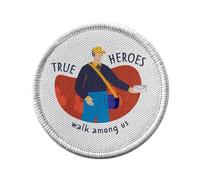 Ecusson Thermocollant Vetement Rond 7cm - True Heroes - Postman Job Patch a Repasser pour Reparation ou Customisation T-shirt Sac Jeans Imprime en France