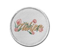 Ecusson Thermocollant Vetement Rond 7cm - Tulipe Fleurs Minimaliste Chic Jardin Amour - Patch a Repasser pour Reparation ou Customisation T-shirt Sac Jeans Imprime en France