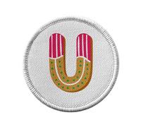 Ecusson Thermocollant Vetement Rond 7cm - U Ulysse Urielle Lettre Alphabet Prénom Noel Enfant - Patch a Repasser pour Reparation ou Customisation T-shirt Sac Jeans Imprime en France