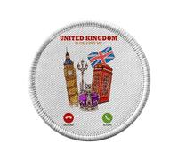 Ecusson Thermocollant Vetement Rond 7cm - United Kingdom Is Calling Me London England - Patch a Repasser pour Reparation ou Customisation T-shirt Sac Jeans Imprime en France