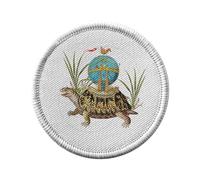 Ecusson Thermocollant Vetement Rond 7cm - Vaisseau Tortue Collage Art Surréalisme Jules Verne Fantastique - Patch a Repasser pour Reparation ou Customisation T-shirt Sac Jeans Imprime en France
