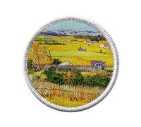 Ecusson Thermocollant Vetement Rond 7cm - van Gogh La Plaine de la Crau - Patch a Repasser pour Reparation ou Customisation T-shirt Sac Jeans Imprime en France