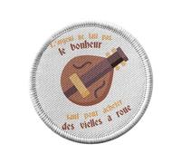 Ecusson Thermocollant Vetement Rond 7cm - Vielle à roue - L'argent ne Fait Pas le Bonheur Moyen Âge Patch a Repasser pour Reparation ou Customisation T-shirt Sac Jeans Imprime en France