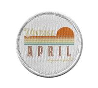 Ecusson Thermocollant Vetement Rond 7cm - Vintage Original Parts April Anniversaire Celebration Cadeau Anglais Retro Vintage Mois - Patch a Repasser pour Reparation ou Customisation T-shirt Sac Jeans