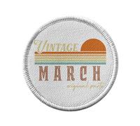 Ecusson Thermocollant Vetement Rond 7cm - Vintage Original Parts March Anniversaire Celebration Cadeau Anglais Retro Vintage Mois - Patch a Repasser pour Reparation ou Customisation T-shirt Sac Jeans