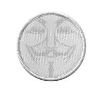 Ecusson Thermocollant Vetement Rond 7cm - Visage Anonymous Code Binaire - Patch a Repasser pour Reparation ou Customisation T-shirt Sac Jeans Imprime en France