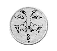 Ecusson Thermocollant Vetement Rond 7cm - Visage Anonymous Noir Carrés Pixels - Patch a Repasser pour Reparation ou Customisation T-shirt Sac Jeans Imprime en France