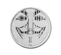 Ecusson Thermocollant Vetement Rond 7cm - Visage Anonymous Noir Strié - Patch a Repasser pour Reparation ou Customisation T-shirt Sac Jeans Imprime en France