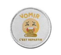 Ecusson Thermocollant Vetement Rond 7cm - Vomir C'est Repartir Soirée Apéro Fête Alcool - Patch a Repasser pour Reparation ou Customisation T-shirt Sac Jeans Imprime en France