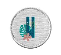 Ecusson Thermocollant Vetement Rond 7cm - W Wendy Wanda Lettre Prénom Fleurs Tropicale Exotique - Patch a Repasser pour Reparation ou Customisation T-shirt Sac Jeans Imprime en France
